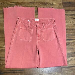 Mother Coral Jean Frayed Hem